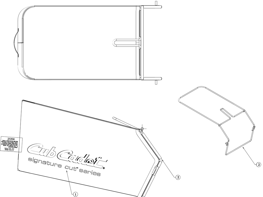 Grassbag Diagram and Parts List for SC300 (12AVA2M5710)(2019) Cub Cadet Lawn Mower